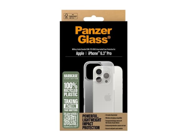 PanzerGlass HardCase - Baksidesskydd för mobiltelefon - termoplastisk polyuretan (TPU), polykarbonat - transparent - för Apple iPhone 16 Pro
