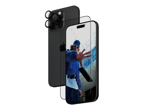 PanzerGlass - 2-i-1 beskyttelse - skjerm- / linsebeskytterkit for mobiltelefon - glass - rammefarge svart - for Apple iPhone 16 Pro Max