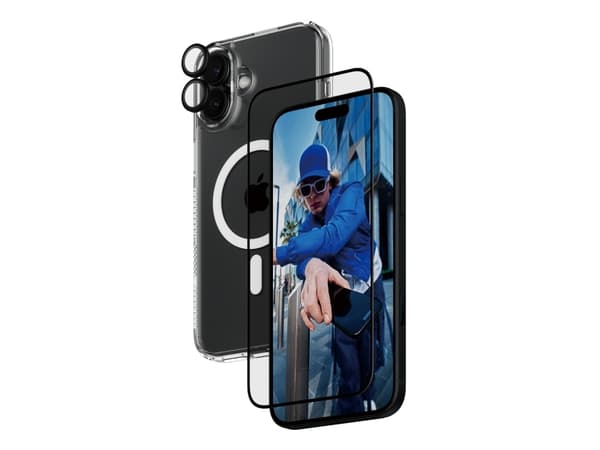 PanzerGlass ® 3-in-1-suojapakkaus iPhone 16 Plus, Apple, Apple - iPhone 16 Plus, kuivakäyttöinen, naarmuuntumaton, iskunkestävä, läpinäkyvä, 1 kpl