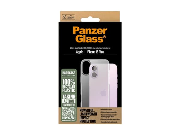 PanzerGlass HardCase - Baksidesskydd för mobiltelefon - termoplastisk polyuretan (TPU), polykarbonat - transparent - för Apple iPhone 16 Plus
