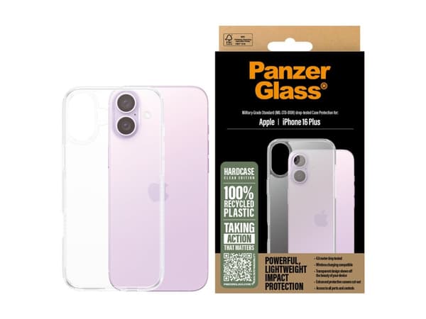 PanzerGlass HardCase - Baksidesskydd för mobiltelefon - termoplastisk polyuretan (TPU), polykarbonat - transparent - för Apple iPhone 16 Plus