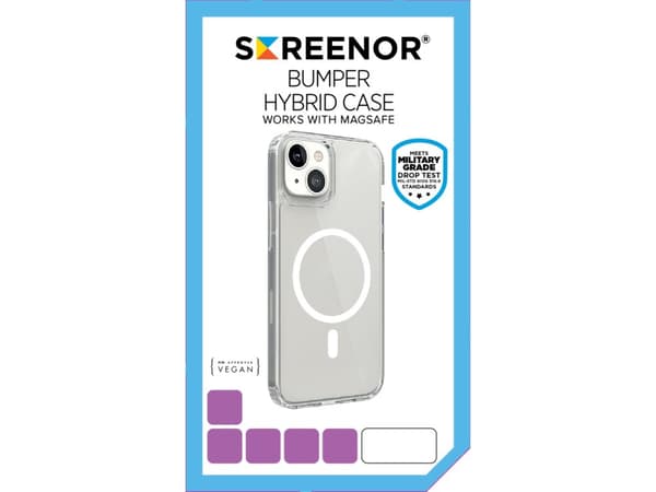 Screenor Bumper - Baksidesskydd för mobiltelefon - MagSafe-kompatibilitet - termoplastisk polyuretan (TPU), akryl - transparent - för Apple iPhone 16