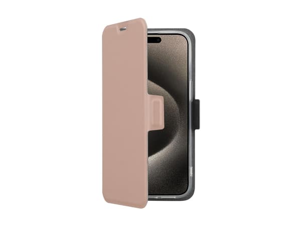 Screenor Clever - Vikbart fodral för mobiltelefon - MagSafe-kompatibilitet - eco-läder, termoplastisk polyuretan (TPU) - rosa - för Apple iPhone 16 P