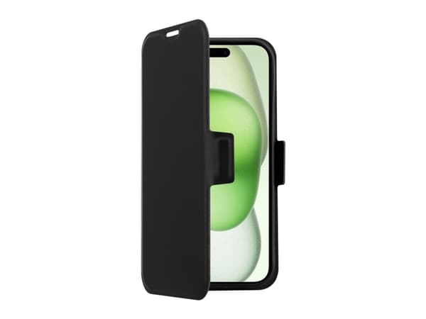 Screenor Clever - Flip-suojus matkapuhelimelle - MagSafe-yhteensopivuus - ekonahka, termoplastinen polyuretaani (TPU) - musta - Apple iPhone 16 Plus