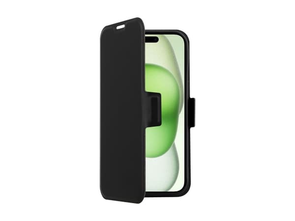 Screenor Clever - Flip-suojus matkapuhelimelle - MagSafe-yhteensopivuus - ekonahka, termoplastinen polyuretaani (TPU) - musta - Apple iPhone 16 Plus