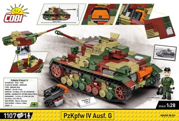 Cobi COBI 2592 Historisk samling Andra världskriget Panzerkampfwagen PzKpfw IV Ausf. G 1107 block