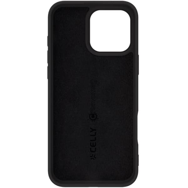 Celly Cromomag MagSafe-kompatibelt MagSafe 16 Pro Max-etui i myk gummi, svart