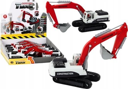 LeanToys Caterpillar grävmaskin vit och röd metallskopa