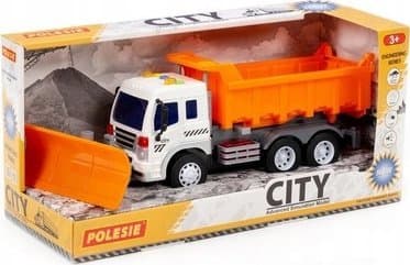 Polesie 04618 "City", tippbil med trög snöplog, med ljus och ljud, orange i låda