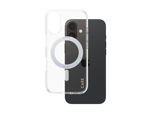 PanzerGlass CARE by ® Feature Case Transparent w. Silver Kickstand & MagSafe iPhone 16, Cover, Apple, Apple - iPhone 16, Transparent