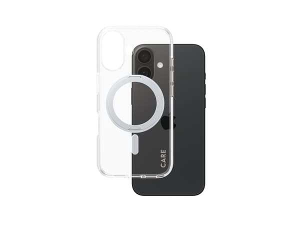 PanzerGlass CARE by ® Feature Case Transparent w. Silver Kickstand & MagSafe iPhone 16, Cover, Apple, Apple - iPhone 16, Transparent