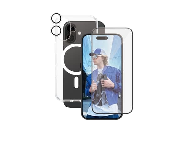 CARE by PanzerGlass Urban Combat - Baksidesskydd för mobiltelefon - 3-i-1 - MagSafe-kompatibilitet - plast - transparent, vit - med skärm- och objekt