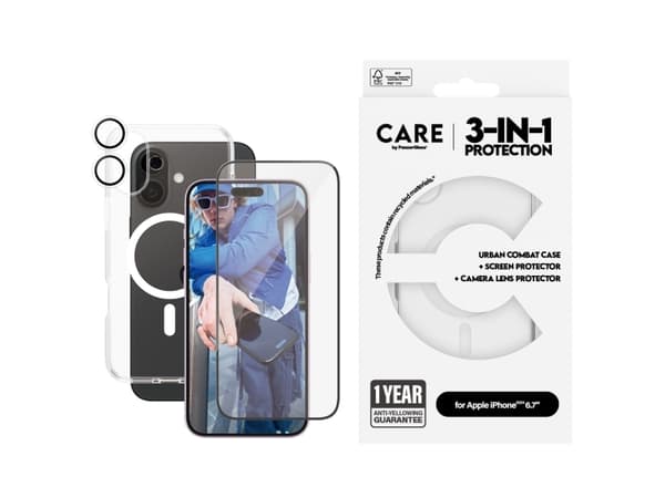 PanzerGlass CARE by ® lippulaiva 3-i-1 Pakke iPhone 16 Plus -puhelimelle