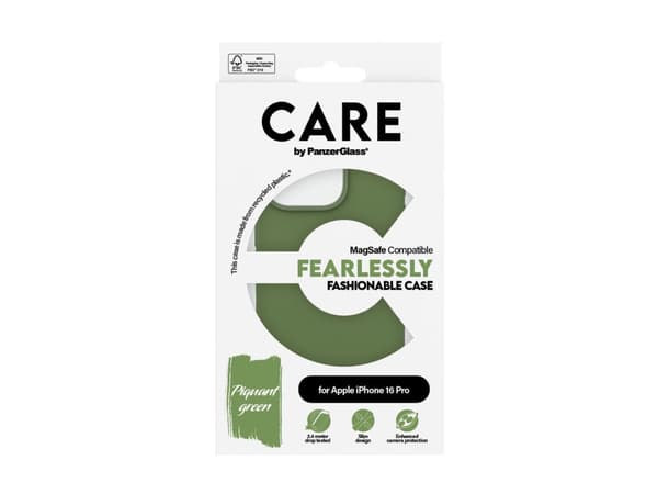 CARE by PanzerGlass - Baksidesskydd för mobiltelefon - MagSafe-kompatibilitet - termoplastisk polyuretan (TPU), polykarbonat (PC) - pikanter grön - f