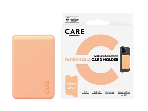 CARE by PanzerGlass - Magnetkortholder - MagSafe-samsvar - ferskenfarge - for Apple iPhone 12, 13, 14
