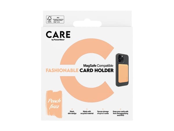 CARE by PanzerGlass - Magnetkortholder - MagSafe-samsvar - ferskenfarge - for Apple iPhone 12, 13, 14