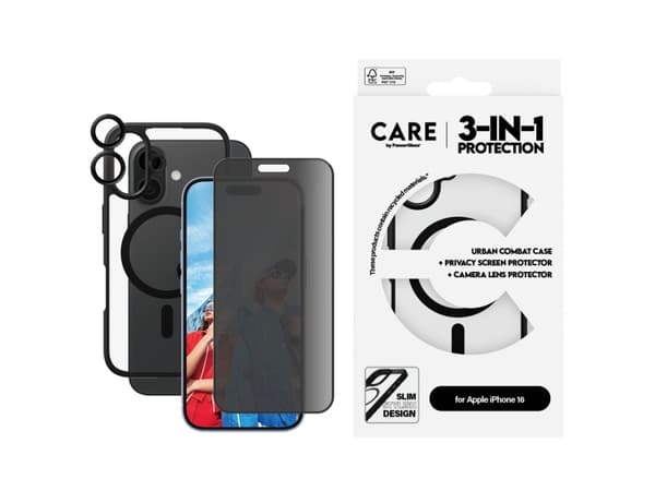 CARE by PanzerGlass - 3-i-1 beskyttelsespakke - beskyttelsesboks baksidedeksel for mobiltelefon - robust - flaggskip - MagSafe-samsvar - termoplast-p