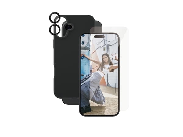 CARE by PanzerGlass - Baksidedeksel for mobiltelefon - 3-i-1 - plastikk - svart - med skjerm- og linsebeskytter - for Apple iPhone 16 Plus