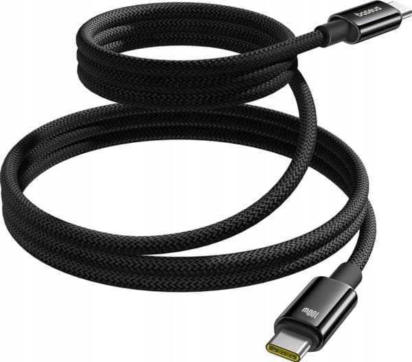 Baseus Tungsten Gold magnetisk USB-C / USB-C kabel 100W 1m - svart