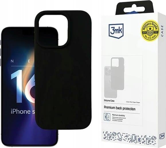 3MK Silicone Case, Omslag, Apple, iPhone 16 Pro, 16 cm (6.3"), Svart