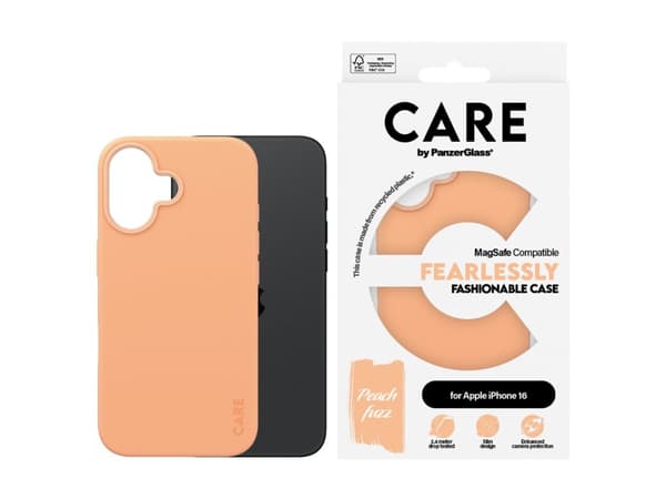 PanzerGlass CARE by ® Fashionable Case Peachy w. MagSafe iPhone 16, Cover, Apple, Apple - iPhone 16, Pink