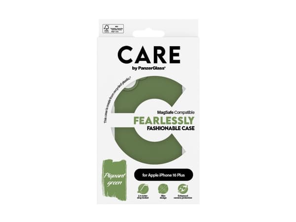 PanzerGlass CARE by ® Fashionable Case Green w. MagSafe iPhone 16 Plus, Cover, Apple, Apple - iPhone 16 Plus, Green