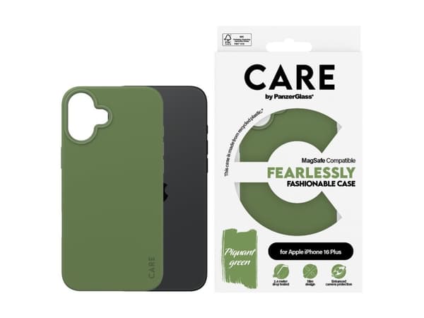 PanzerGlass CARE by ® Fashionable Case Green w. MagSafe iPhone 16 Plus, Cover, Apple, Apple - iPhone 16 Plus, Green
