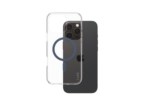 PanzerGlass CARE by ® Flagship Case Transparent Urban Combat w. Blue MagSafe iPhone 16 Pro Max, Cover, Apple, Apple - iPhone 16 Pro Max, Transparent