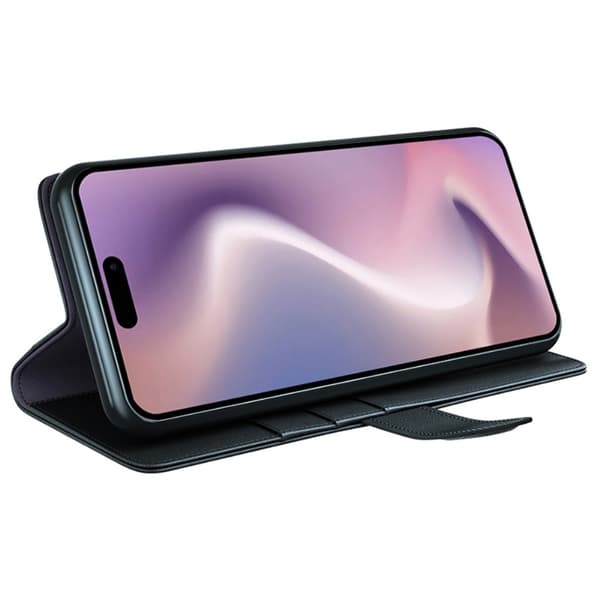 Äkta Läderfodral iPhone 16 Pro Svart
