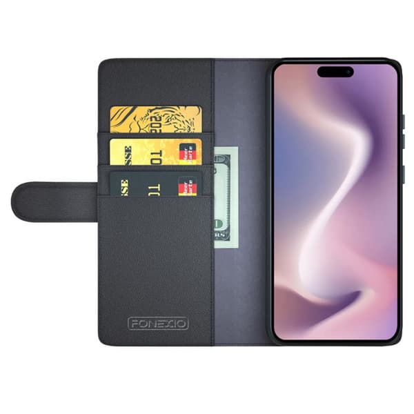 Äkta Läderfodral iPhone 16 Pro Max Svart