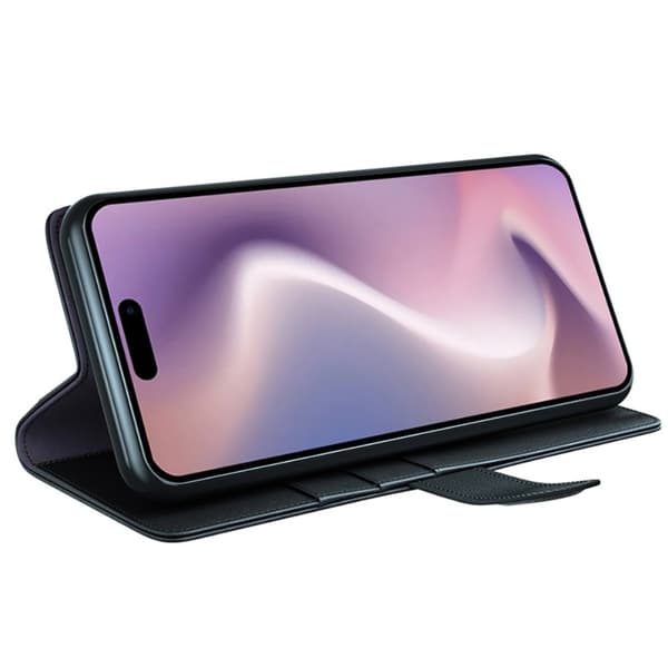 Äkta Läderfodral iPhone 16 Plus Svart