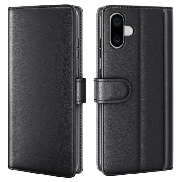 Äkta Läderfodral iPhone 16 Plus Svart