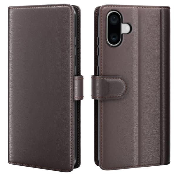 Äkta Läderfodral iPhone 16 Brun