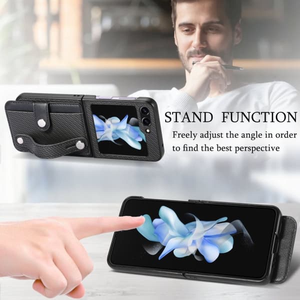 Skal Samsung Galaxy Z Flip 6 Kortfack + Handstrap Svart