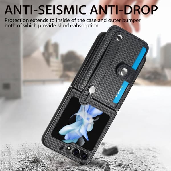 Skal Samsung Galaxy Z Flip 6 Kortfack + Handstrap Svart