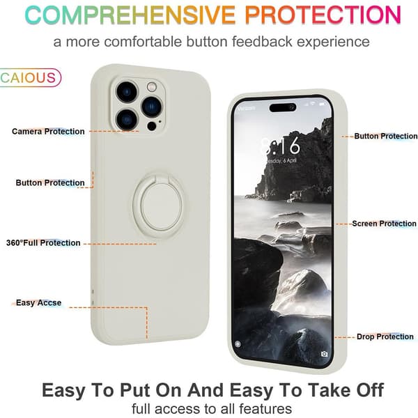 iPhone 16 Pro Skal Med Ringhållare Vit