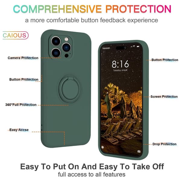 iPhone 16 Pro Skal Med Ringhållare Grön