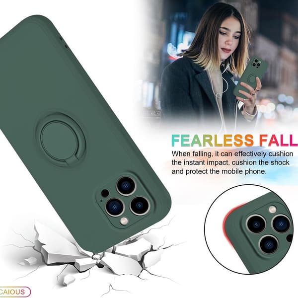 iPhone 16 Pro Skal Med Ringhållare Grön