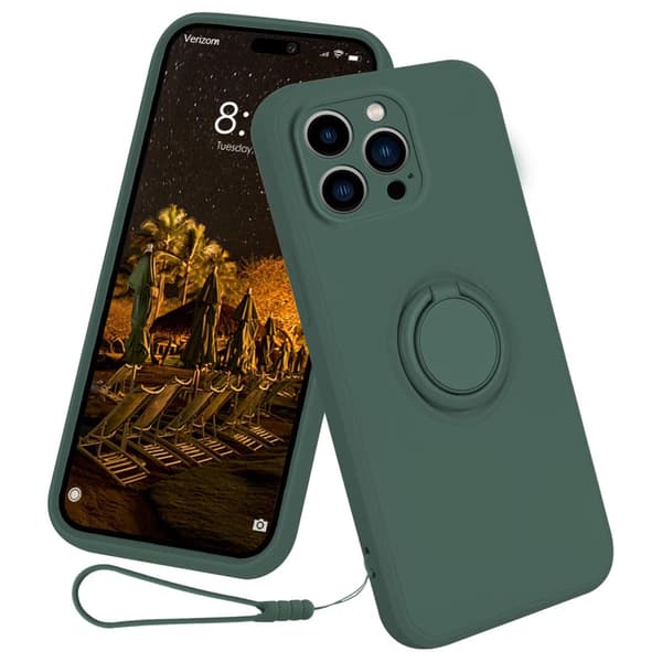 iPhone 16 Pro Skal Med Ringhållare Grön