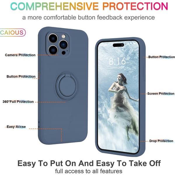 iPhone 16 Pro Skal Med Ringhållare Blå