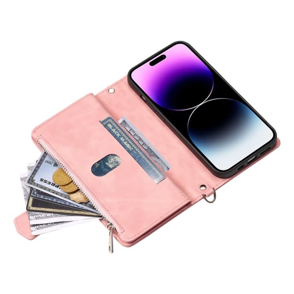 iPhone 16 Pro Plånboksväska Vadderad Rosa