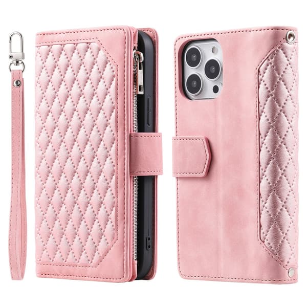 iPhone 16 Pro Plånboksväska Vadderad Rosa