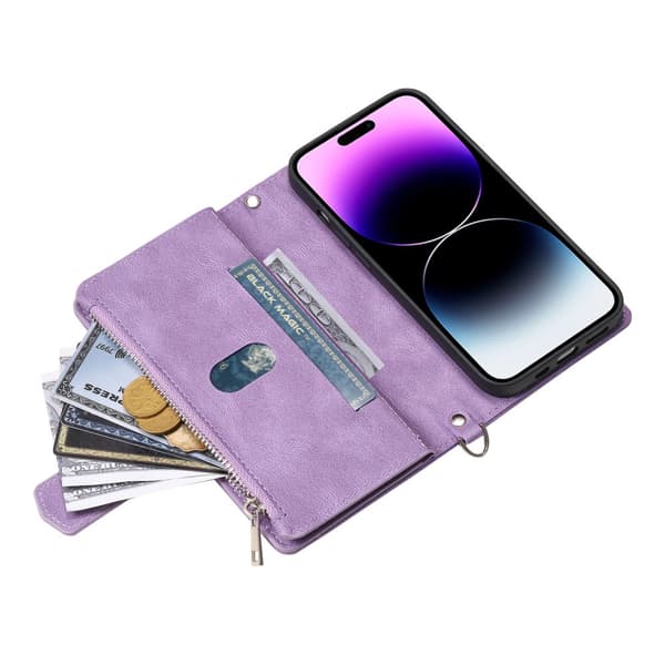 iPhone 16 Pro Max Plånboksväska Vadderad Lila