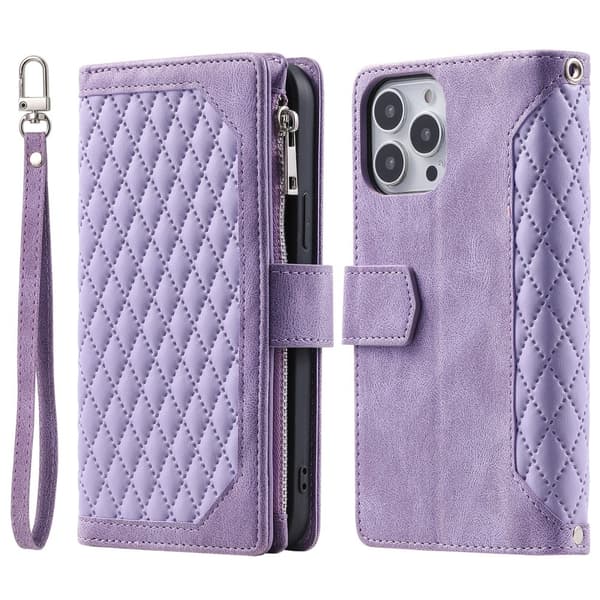 iPhone 16 Pro Max Plånboksväska Vadderad Lila