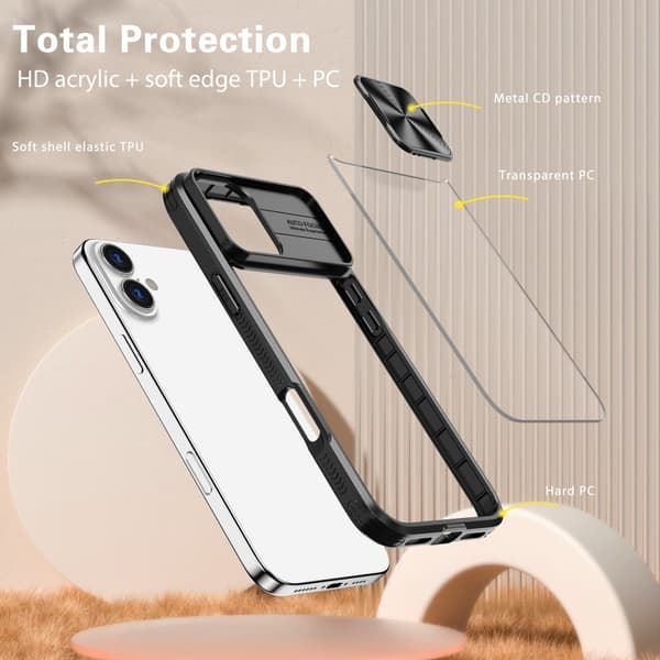 Edge Skal Kameraskydd iPhone 16 Plus Svart