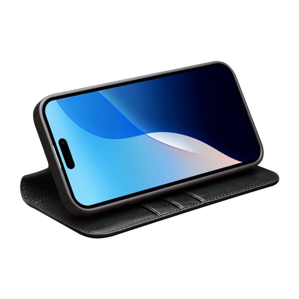 Qialino Leather Wallet Case iPhone 16 Pro Max Black