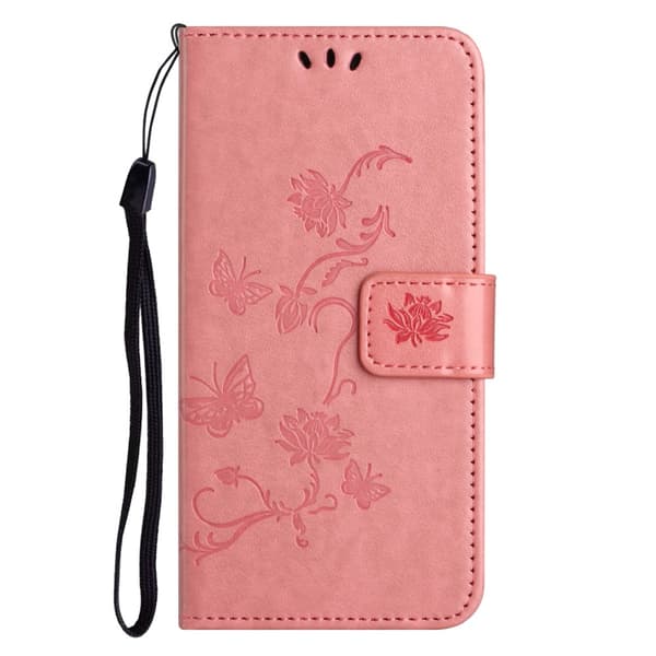 Läderfodral Fjärilar iPhone 16 Pro Rosa