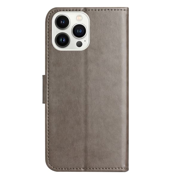 Läderfodral Fjärilar iPhone 16 Pro Grå