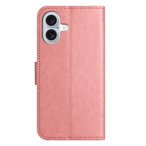 Läderfodral Fjärilar iPhone 16 Rosa