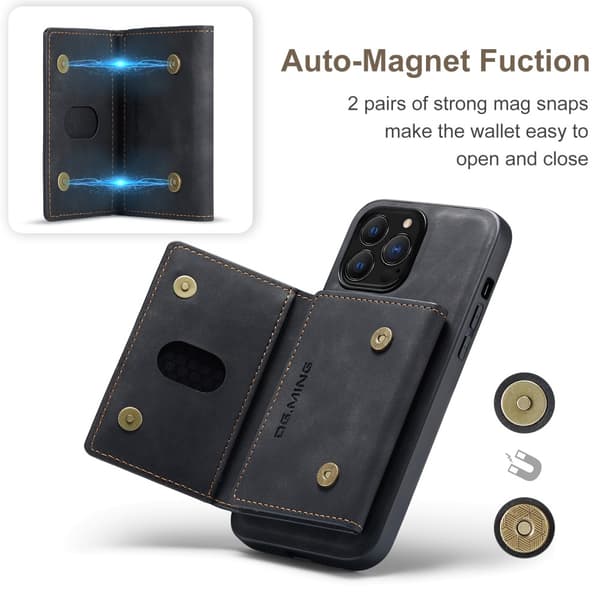 DG.MING 2 in 1 Magnetic Card Slot Case iPhone 16 Pro Black